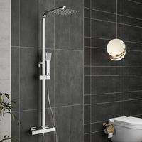 SKY Bathroom Thermostatic Mixer Shower Set All Square Chrome Twin Head Exposed Valve
