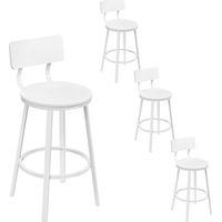 WOLTU 4x Bar Stools Kitchen Stools with Backs and Arms, Metal Frame + MDF Seat Footrest for Home Counter Breakfast, White