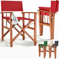CASARIA® Silla de Director Plegable Madera de Eucalipto Certificación FSC® con Reposabrazos Carga hasta 160 kg Funda Lavable Altura Asiento 46 cm Set a Elegir Rot (de), 2 (de)