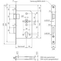 BMH Fluchttürschloss 6028 1-flg. /EN 1125, links, Edelstahl Stulp 24