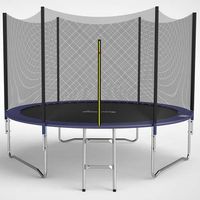 GALACTICA Trampoline Set 10FT Round Outdoor With Safety Net Enclosure Ladder Blue