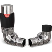 Talus Flair - Black Thermostatic Radiator Valve & Lockshield Corner 15mm