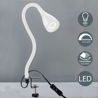Lampe de lecture LED / luminaire de chevet à pince blanche dimmable lampe de table lampe de bureau