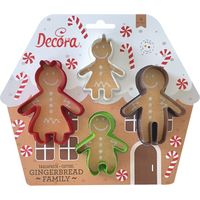 Decora 0255245 Set 4 Tagliapasta Gingerbread Family, In Plastica, Il Kit Ideale per Creare Decorazioni in Pasta di Zucchero o di Gomma, Made in Italy, Design originale. Confezione da 4 pezzi.