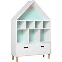 Libreria Scaffale Portagiochi per Cameretta Bimbi e Ragazzi con Mensole a Cubi Bianca, Due Colori Cambiati, Azzurra e Rosa 82x30x126cm