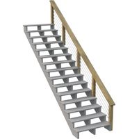 Kit Garde-corps Bois 15 marches JERSEY - Longueur = 4,6m - Escalier Extérieur - Rampes Recoupables - Traité Autoclave - Garantie 10 ans