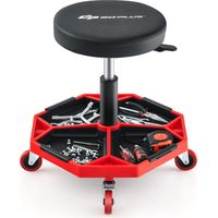 Costway – Tabouret d'atelier pneumatique réglable 41-55 cm – 4 roulettes universelles – Plateau à outils avec 4 boîtes amovibles – Charge max 150 kg