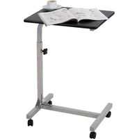 MEUBLE COSY Tavolino da Letto per Laptop Tavolino Regolabile in Altezza - con 4 Ruote Bloccabili Supporto PC - per Soggiorno Studio Camera da Letto Ufficio, Metallo, Rovere, 48x37x79 cm
