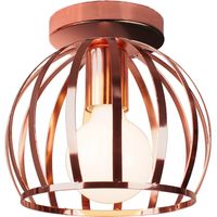 Ceiling Light with Metal Cage, Industrial Round Chandelier Fixture for Bedroom Living Room Hall Kitchen Lounger (1X Rose Gold)
