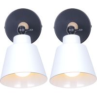 2PCS Minimalist Wall Sconce Nordic White Modern Wood Wall Lamp Retro Wall Lights For Bedroom Bedside Hallway Cafe Office Corridor E27