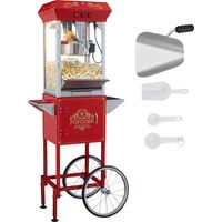 Mophorn Máquina para hacer palomitas de maíz con carrito, 850 W, 8 oz, 48 tazas, color rojo