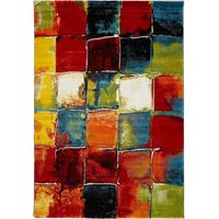 Tapis entrée 280x380 multicolore rectangle tissé motif géométrique LYN8 BELO 2