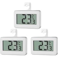 3x Digitales Kühlschrankthermometer, Gefrierschrankthermometer, Kühlschrank-Raumthermometer, wasserdichtes Gefrierschrankthermometer mit LCD-Bildschirm und Haken zur Temperaturanzeige
