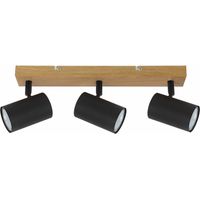 Plafoniera scandinava Quentin 3 spot GU10 nero/legno