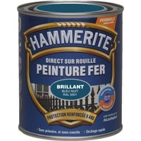 Peinture Direct Sur Rouille Laqué Bleu Nuit 0,75 L - RAL 5001 - Hammerite