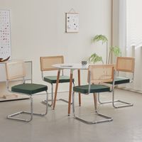 Wokaka Confezione da 4 sedie da pranzo - con seduta imbottita e base in metallo cromato - velluto verde