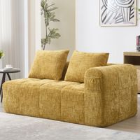 Loungesofa 2-Sitzer mit Chaiselongue und Seitentaschen, inklusive Kissen, Vollpolsterung, Chenille Gelb