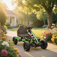 Kart à pédales pour enfants, karting enfant 3 à 6 ans avec roue libre, frein, roues EVA antidérapantes, vert