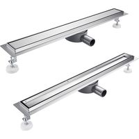 Duschrinne 90 cm Befliesbar 360 Grad Siphon Edelstahl komplettset Duschablauf Extra Flach Herausnehmbaren mit Haarsieb Linearer Duschabfluss Bodenablauf für Duschwand Duschkabine
