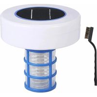 Ioniseur Solaire pour Piscine, Ioniseur Solaire Flottant Automatique pour Piscine avec Pinceau, pour Piscines Hors Sol et Creusées