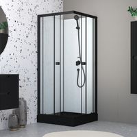 cabine de douche intégrale 80x80x200 cm carrée - portes coulissantes - receveur noir mat