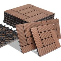 Set 11 Pezzi Piastrelle Pavimento WPC a Incastro da Esterno 30x30 cm Terracotta