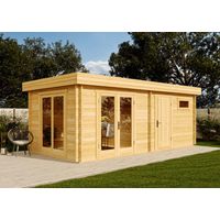 Tuinhuis Vönix-40 ISO van de Expert ✓Achteraf betalen ✓Gratis Levering ✓5 Jaar Garantie ✓Beste Onlineshop Tuin 2022 Marron Imprégné, 40 mm Épaisseur paroi 618 x 320 cm
