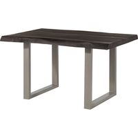 FREEFORM 5 tavolo da pranzo in legno di mango - verniciato grigio / gambe in ferro U argento matt 160x90