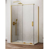 Duschkabine CIRENE (KENNA) 1+1 mit festem Seitenteil 110x75 cm Gold Paralleler Stange