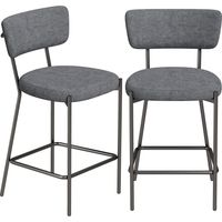 Barhocker im 2er-Set, Polster-Barstühle mit geschwungener Rückenlehne, für Kücheninsel, Frühstücksbereich, Grau