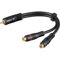 Cavo splitter Y audio, 1x spina RCA stereo a 2x presa RCA, OFC, doppia schermatura, Spina RCA 2 prese RCA (audio sinistro / destro). Lunghezza del Cavo 0.2 m