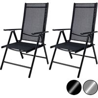Garden chairs 2 piece set foldable adjustable anthracite