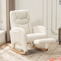 Mecedoras, Sillón con reposapiés, Capacidad de carga 110 kg, Terciopelo Teddy, Blanco
