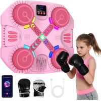 Machine de boxe musicale pour enfants, machine de boxe murale Bluetooth avec gants, lumières et retour sonore, pour garçons et filles de 3 à 12 ans