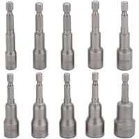 10pcs Impact Wrench Socket Bit Set 6-15mm Magnetic Hex Socket Set Magnetic Bit Set Drill Hex Socket Wrench Socket Set 1/4 Inch f
