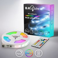 B.K.Licht I 10m RGBIC LED Strip I Capteur de musique I Music Sync I Barre lumineuse I Strips I Ruban avec télécommande de changement de couleur I Ruban lumineux autocollant