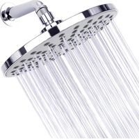 Soffione doccia da 20 cm - Soffione doccia rotondo ad alta pressione in acciaio inossidabile 304 per una doccia confortevole con bassa pressione dell'acqua - Montaggio a parete o a soffitto (cromo)