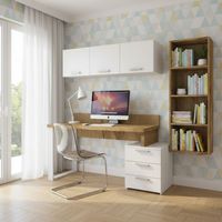 Angolo libreria design con cubotti e cassettiera - Soluzione moderna e salvaspazio - Quercia e Bianco