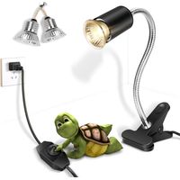 Wärmelampe für Reptilien, Wärmelampe mit Klemme, verstellbare Wärmelampe für Terrarien, UVA/UVB-Lampe mit 360° drehbarer Klemme und Dimmschalter für Aquarien (Leuchtmittel enthalten) (E27, 110 V)