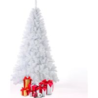Sapin de Noël artificiel blanc 210 cm – Branches en PVC hypoallergéniques – Facile à monter – Design traditionnel