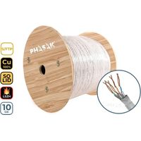 Cable de network PHASAK S/FTP Cat. 6A 305m - Copper 100% Solid, LSZH, AWG23, high speed 10Gbps, coil de 305 metres, PHR 660 for high speed de networks.