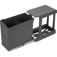 Emuca – Poubelle automatique extractable 2 x 14L – Fixation inférieure – Extraction automatique – Acier et plastique gris anthracite