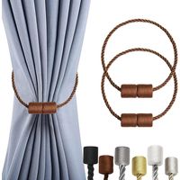 Set de 2 Attaches de Rideau Magnétiques, Cordon Tressé Polyester, Fixation Sans Perçage pour Salon