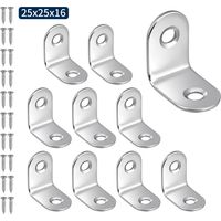 50 pezzi di rinforzi angolari, rinforzi angolari ad angolo retto a 90 gradi in acciaio inossidabile - 25 x 25 x 16 mm per mobili e sedie in legno