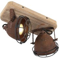 Smart Spot Rostbraun mit Holz inkl. 2 WiFi GU10 - Gina