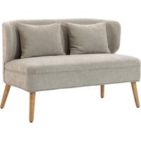 2-Sitzer-Sofa, kleines Chenille-Sofa mit Flügelrücken, dickem Sitz, Gummibaumfüßen, Beige
