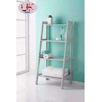 Saxony Wooden 4 Tier Ladder Shelf For Extra Storage Display Bathroom Unit
