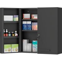 Botiquín, botiquín con cerradura, 2 puertas y 6 estantes, negro