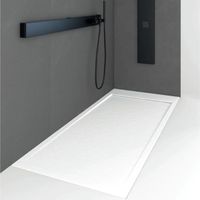 Mineralguss-Duschwanne extra flach QUORE Schieferoptik WEISS 80x160cm