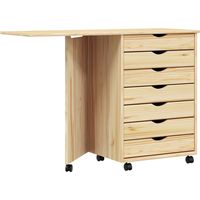 vidaXL Cabinet roulant avec bureau avec roue MOSS Vernis transparent